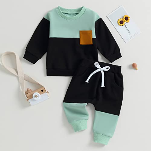 Toddler Baby Boy Clothes Sets Letter Print Long Sleeve Sweatshirt Tops Elastic Waist Pants Infant 2Pcs Outfits2