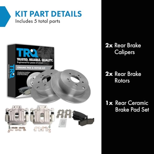 Image of TRQ Rear Brake Pad and Rotor Set Ceramic Solid Rotors Calipers | For 2007-2009 Hyundai Santa Fe