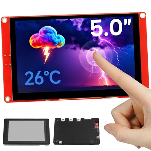 ELECROW Tela ESP32 800 × 480, tela sensível ao toque LCD HMI ESP32 RGB TFT de 5 polegadas com capa de acrílico, processador LX6 dual-core de 32 bits, até 240 MHz, compatível com Arduino, LVGL
