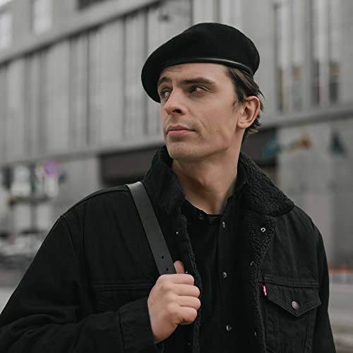 Saalvi 100% Wool And Leather Military Beret For Men And Women Wool Beret Hat, Soft Satin Lining, Maroon 6 1/2 #TOP5