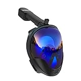 SMACO Full Face Snorkel Mask with UV Protection Anti-Fog Anti-Leak Snorkeling Mask with Detachable Camera Mount 180° Panoramic View Swimming Mask for Adults and Youth