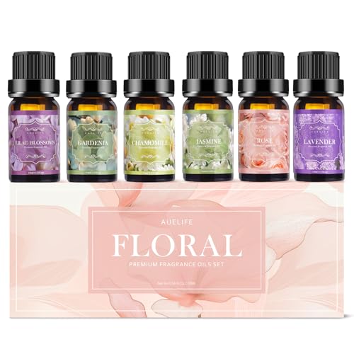 Floral Essential Oils Set | Top 6 Essential Oils for Diffusers for Home, Aromatherapy Oils Gift Set for Home Fragrance, Candle Making Scents – Lilac, Lavender, Chamomile, Jasmine, Rose, Gardenia