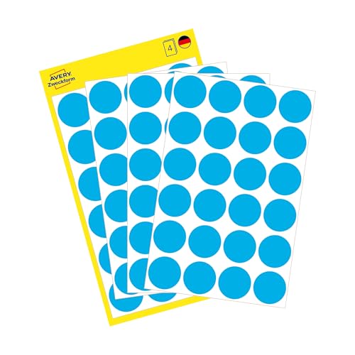 Preisvergleich Produktbild AVERY Zweckform 3005 selbstklebende Markierungspunkte 96 Stück (Ø18mm, Klebepunkte auf 4 Bogen, Punktaufkleber zur Farbcodierung, runde Aufkleber für Kalender, Planer und zum Basteln, Papier) blau