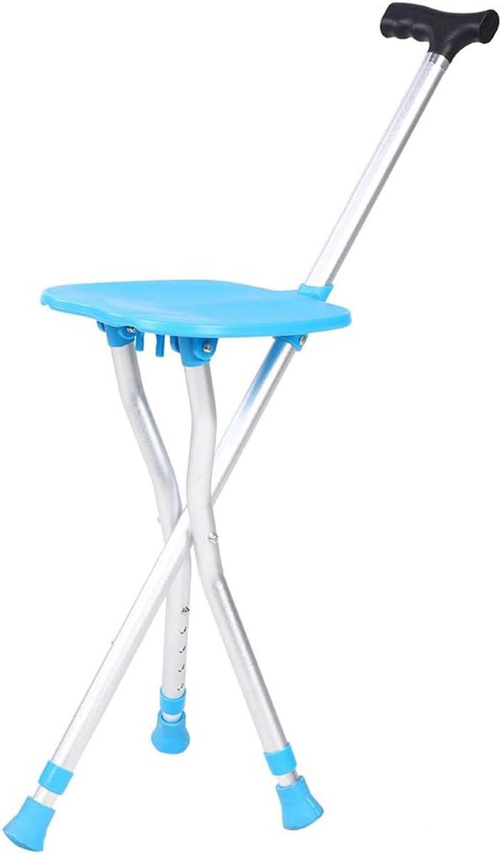 Bastones con Silla Plegable Bastón para Trípode Ajustable A La Altura Bastón Ortopédico Ayuda para Caminar Silla Asiento Muleta para Ancianos Y Discapacitados Mango Ergonómico