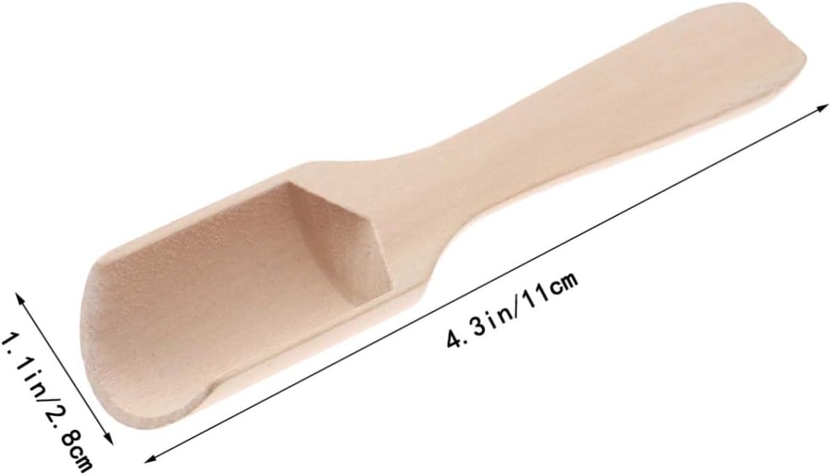 PRETYZOOM 15pcs Wooden Tea Scoop and Salt Shovel Set Flat Handle 2.8x11cm Natural Wood Tea Spoon Scoop and Kitchen Use