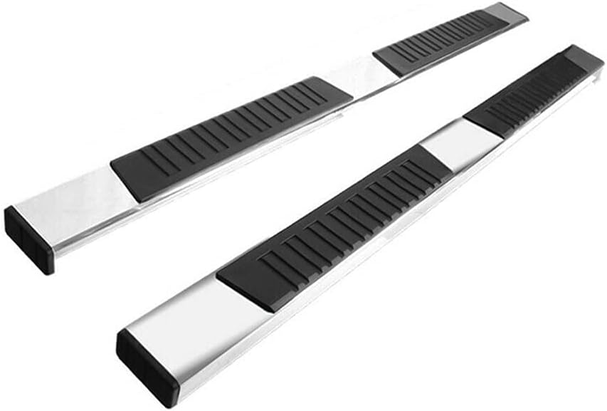 IKON MOTORSPORTS, Running Board Compatible with 2019-2025 Dodge Ram 1500 Quad Cab, 6" Aluminium Silver Black Side Step Nerf Bar 2PC 2020 2021 2022 2023 2024
