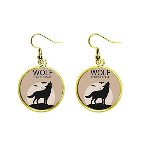 Pendientes de lobo fantasma dorados un regalo original de Halloween para mujer