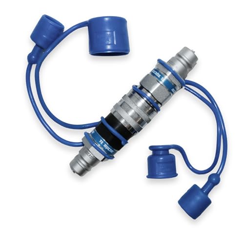 Image of 1 /2 inch Flat Face to Ag Style Hydraulic Quick Coupler Adapter Set | Install Flat Face Connector on Skid Steer | 5076 PSI | Zinc Plated | ISO 16028 to ISO 5675 | with Dust Caps | Model TL46