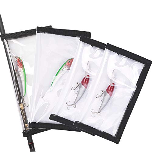 HomDeak 4 Pack Fishing Bait Cover Durable Clear 0.5mm PVC Lure Wrpas for Shape Fishing Hooks Fishing Bait Storage Protector for Saltwater Freshwater Fishing Gear 2Large+2Medium (4Pcs)