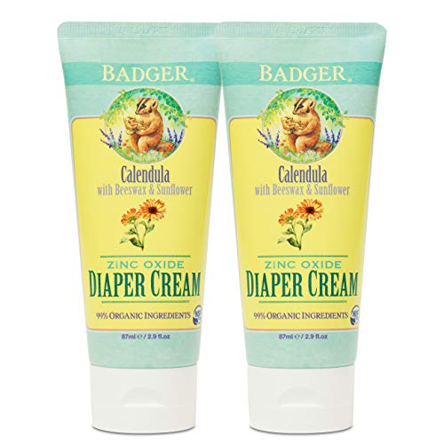 Badger Zinc Oxide Diaper Cream, Calendula with Beeswax & Sunflower
