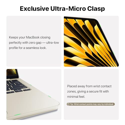 Image of Soonjet Compatible with MacBook Air 13 inch Case M5 M4 M3 M2 2026 2025-2022, Model A3449 A3240 A3113 A2681, [Pure Starlight Tone] Hard Shell Laptop Cover for MacBook Air 13.6 inch - Starlight Clear