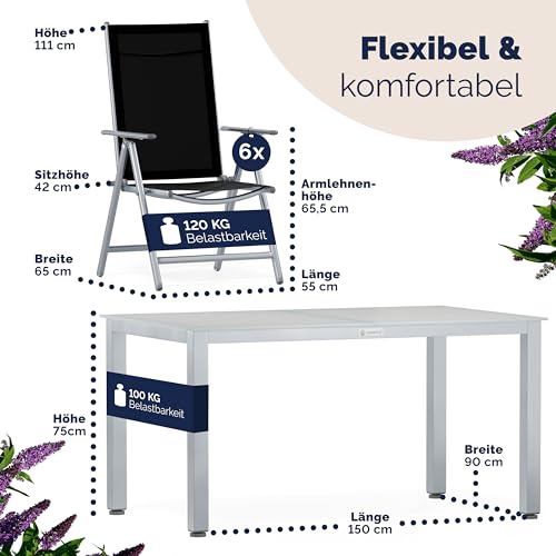Sillas plegables de 8 posiciones y mesa de jardín Bern para terraza 8