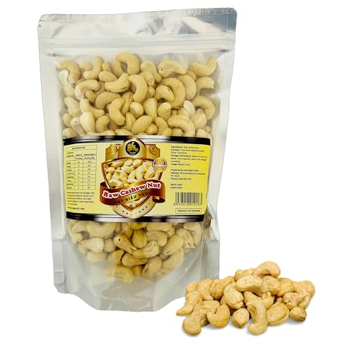 Whole Large Raw Cashews - 500g Unroasted Nuts, Healthy Protein Rich Vegan Snack, Ideal for Cashew Cream and Cashew Butter