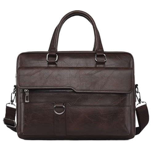 Men Handbag Leather Man Briefcase For Laptop Messenger Men Shoulder Bag Business Portfolio For A4 Document for Work College Travel(Brown)