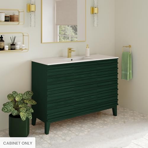 Image of Swiss Madison Cascade 48 inch Freestanding Bathroom Vanity Cabinet Without Top in Green Oak