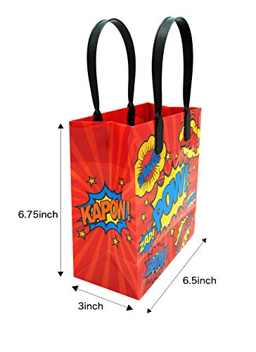 Tiny Mills Superhero Birthday Party Favor Set Of 60 Pcs (12 Large Party Favor Treat Goody Bags With Handles, 24 Self-Ink Stamps For Kids, 12 Stackable Point Pencils, 12 Felt Masks) Superhero Party Supplies Party Favor Bag Stuffers Pinata Fillers #TOP5