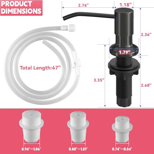Image of Sink Soap Dispenser, OHiHi Kitchen Sink Soap Dispenser with 47 inch Extension Tube, Wide Pump Head Base, No Water Leaking, No Need to Fill The Little Bottle Again, Black