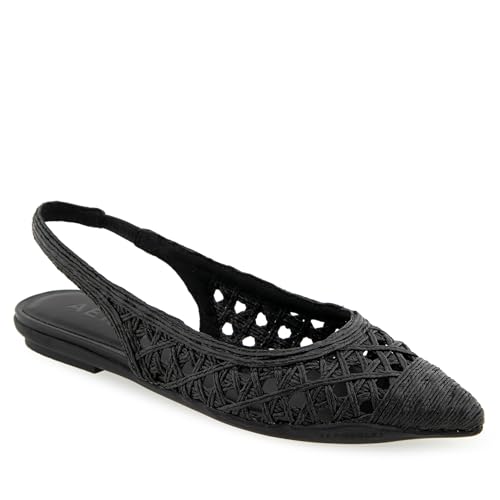 Aerosoles Women's Diego Ballet Flat, Black Embroidered Raffia, 8.52