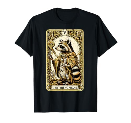 Raccoon The Hierophant Tarot Card Mystic Occult Raccoon T-Shirt