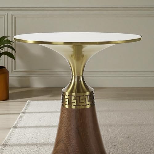 Image of The Attic Verona Marble Top End Table, Honey & Gold