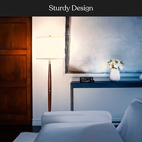 Brightech Lucas Led Floor Lamp, Modern Lamp For Living Rooms & Offices, Great Living Room Décor, Tall Lamp With Drum Shade & Handsome Wood Finish, Bohemian Standing Lamp For Bedroom Reading #TOP4