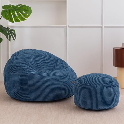 MAXYOYO Sillón Puff de Pana con Reposapiés