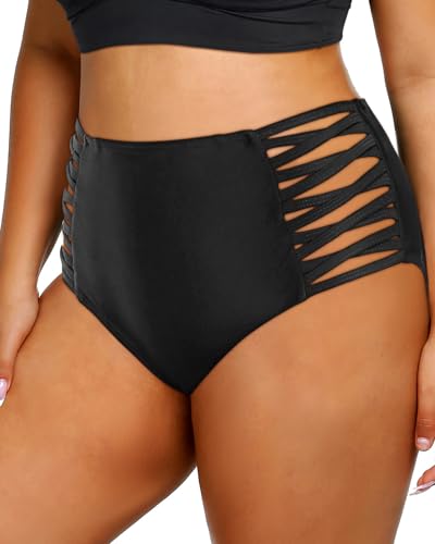 Holipick D191020-B-XL Women Black High Waisted Bikini Bottoms Tummy Control Swimsuit Bottoms Strappy Swim Bottom Xl thumb #4