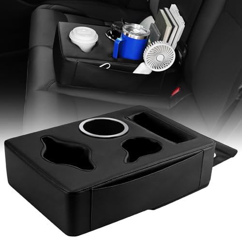 Portavasos para asiento trasero de carro en cuero PU miniatura 1