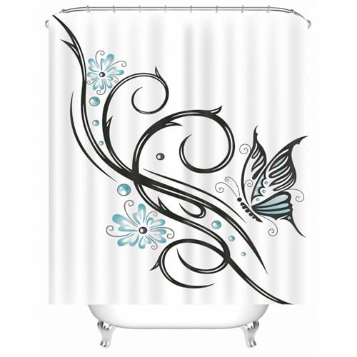 Rideau de douche imperméable blanc en polyester anti-moisissure - 2