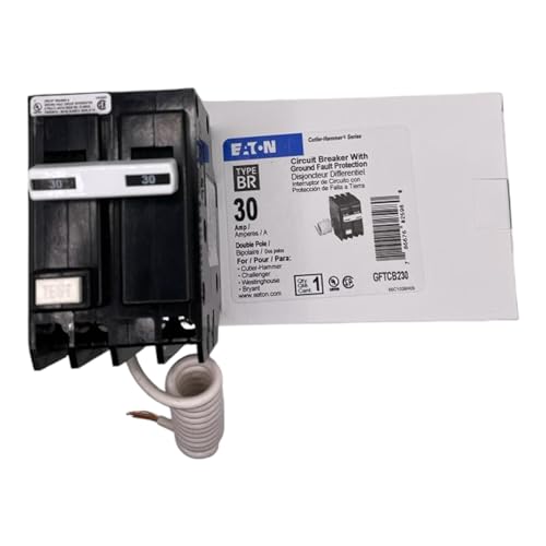 EATON GFTCB230 Cutler Hammer Ground Fault Circuit Breaker, 30 Amp, 120/240 Vac, 10 Kaic, 14-4 Awg, 2 Poles by Eaton - Used condition - US$53.93