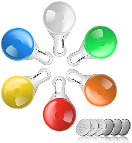 MENNYO LED Dog Collar Light, Clip-On Pet, 6 Pack Dog Lights for Collars Keychain Light with 6 Extra Replacement Batteries - Waterproof Safety Flashlight of Dogs and Cats, Gifts for Pets