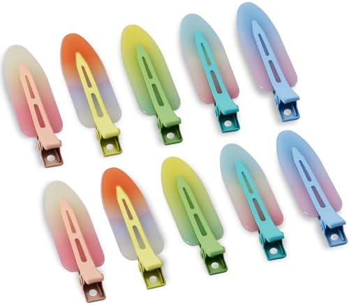 10 Pcs Creaseless No Crease No Bend Flat Hair Clips For Styling Non Slip Makeup Clips For Women Salon Hairstyle,Assorted Blue Green Red