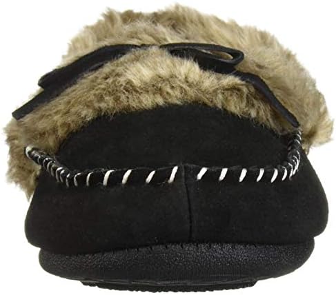 Acorn Women's Cozy Faux Fur Moc Slipper with memory foam and plush suede upper, Black, 9.5-10.5 | Image 1