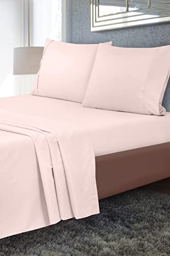 Image of Royale Linens 2 Pack Bulk Flat Sheet Set - Top Sheets - Soft 1800 Microfiber - Stain Resistant - for Hotel, Massage Table, Hospital, Dorm - California King Flat Sheet Sold Separately (King Cal, Pink)