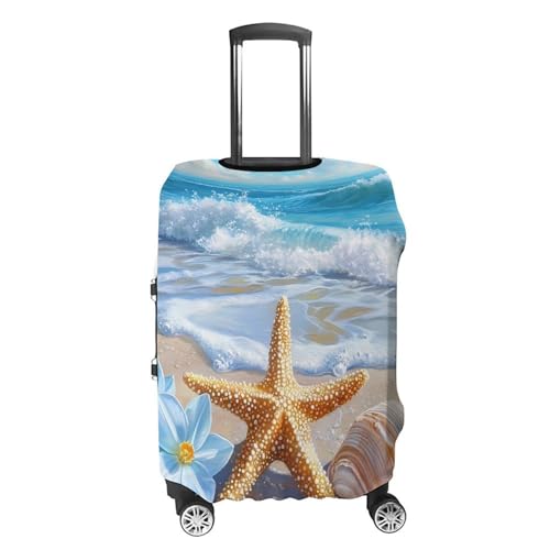 Ocean Waves Shells And Starfish Travel Luggage Cover Suitcase Protector Baggage Covers for Men Women XL4