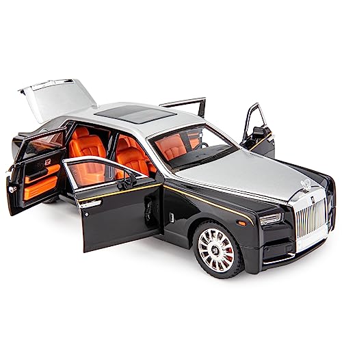 imtfzct 1/18 Rolls Royce Phantom Modellauto Leichtmetall-Druckguss Sammeltrolley Spielzeugauto klassisches zweitüriges Modellauto Logo faltbar Geschenk Silber