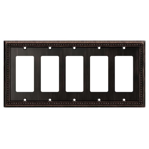 Image of Henne Bery Sunken Pearls Heavy Duty Decorative Wall Plate Switch Plate Outlet Cover (5-Gang Decorator, Aged Bronze)