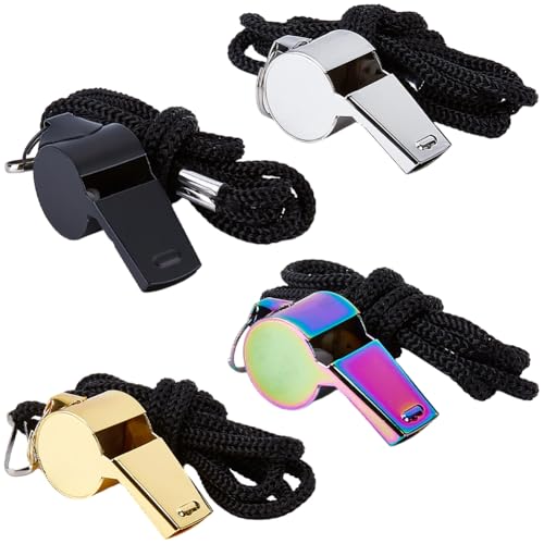 Silbatos deportivos de árbitro acero inoxidable, 4 pzas miniatura 1