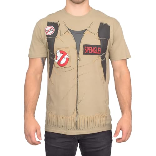 Officially Licensed Ghostbusters Halloween Costume Adult T-Shirt with Back Print, Short Sleeve, Adult Ghostbuster Costume Tee