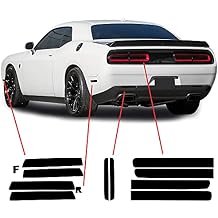 BOGAR TECH DESIGNS Tail Light Sidemarkers Rear Reflectors Tint Kit Compatible with and Fits Dodge Challenger 2015-2024, Dark Smoke