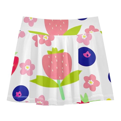 Joisal Colorful Strawberries Pink Toddler Tennis Skirts Children Athletic Shorts Girls Skorts Girl Skort 4t