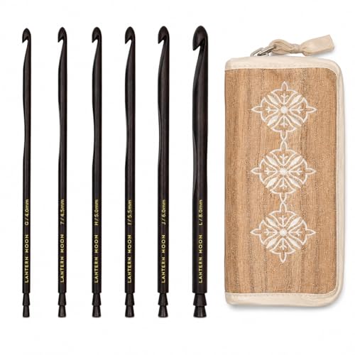 Image of Lantern Moon Radiance Ebony Wood Single Ended Crochet Hook Set - 6 Sizes G-L (4mm-8mm)