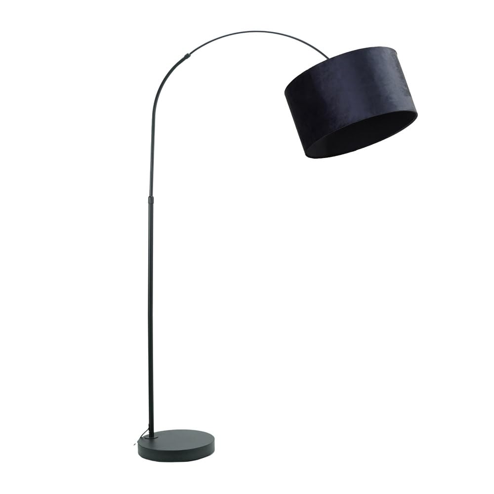 ValueLights | Black Metal Arched Stem Curved Arm Floor Lamp with Navy Blue Velvet Shade for Living Room Lounge | Floor Lamps, Home Décor & Improvement Essential
