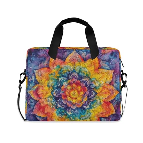 Maletín para portátil con patrón mandala amarillo y azul 13-15.6 pulg
