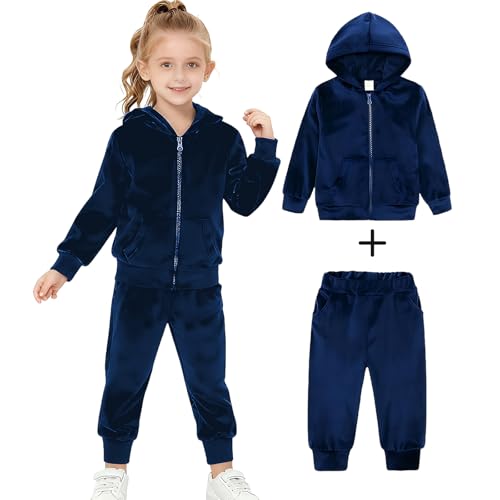 Image of Toddler Girls Boy Clothes Set Fleece Hooded Outfits Casual Sweatsuits Kids Jogger Tracksuits 6M-12Y