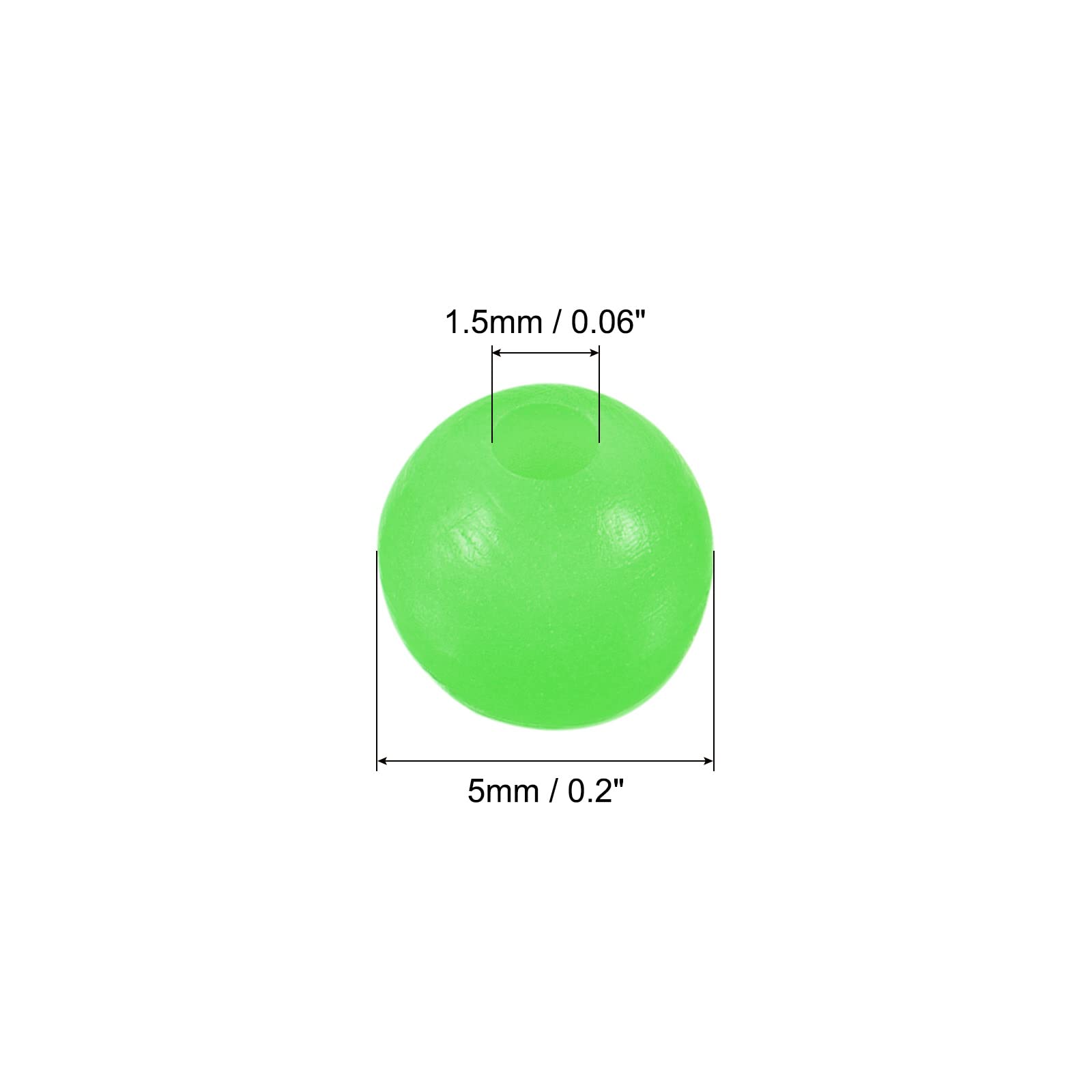 PATIKIL 5mm Luminous Fishing Beads, 200 Pieces Soft Plastic Glow Fishing Bait Eggs Rig Bead Tackle Tool Round, Green - Image 2