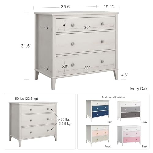 Little Seeds Monarch Hill Poppy 3 Drawer Dresser, Gray