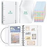 HIMOMO 2 Stück A5 Ringbuch mit 24 PVC Geldumschlägen, Transparentes A5 6-Loch Ringbuch für Bargeld, Karten, Scrapbooking und Bürobedarf