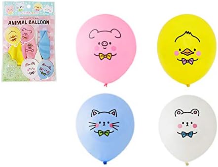 Amazon かわいいどうぶつの風船 アニマル風船４枚入り ピンク 黄 白 水色 1個 風船 バルーン おもちゃ