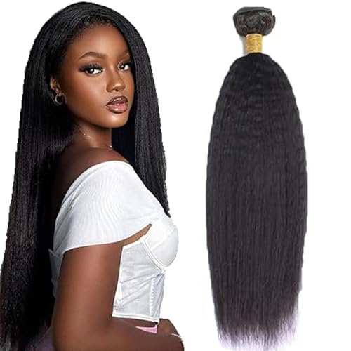 Cortina de pelo natural yaki de 28 pulgadas para lucir una melena lisa y espectacular en 1B